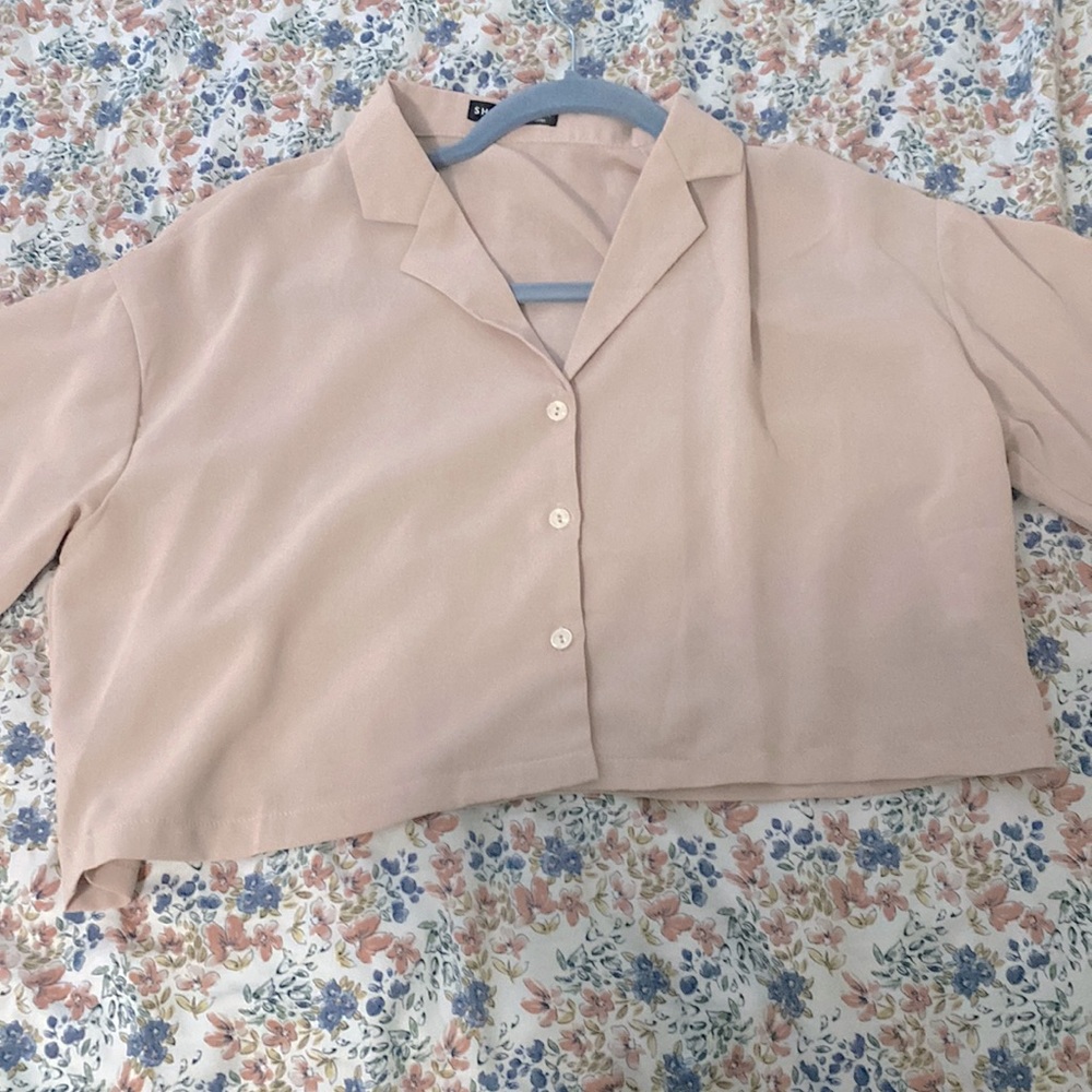 This is a cropped blouse.